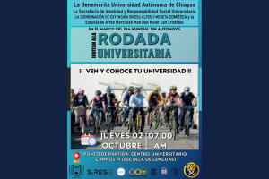Convoca UNACH a Rodada Universitaria en Comitán por el Día Mundial sin Automóvil