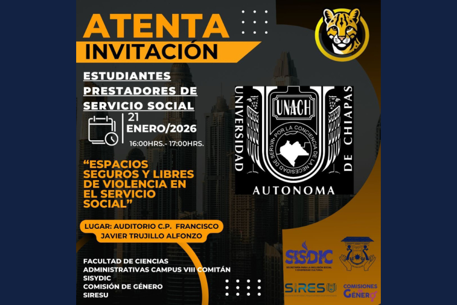 Invita UNACH a estudiantes de servicio social a reflexionar sobre espacios seguros y libres de violencia