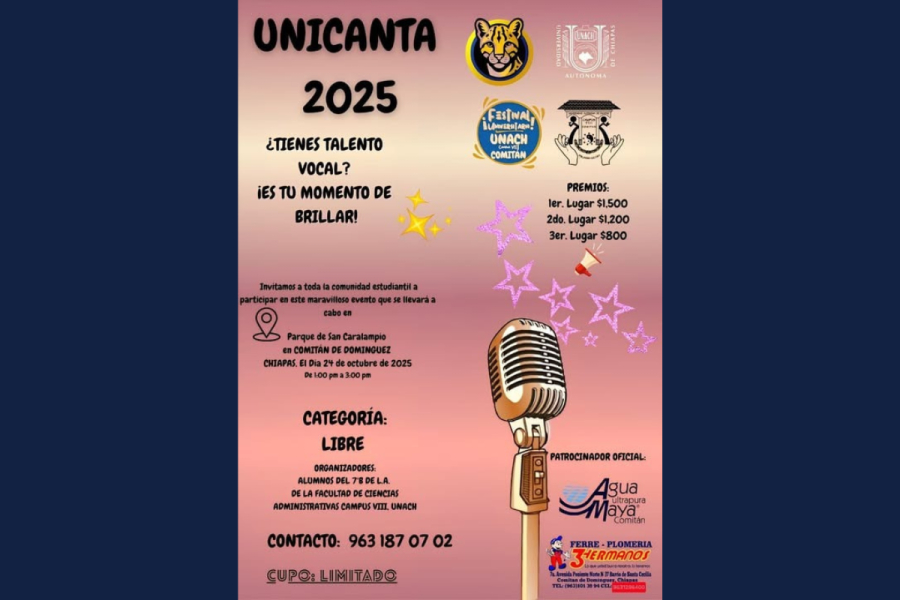 Invitan en UNACH a disfrutar del talento universitario en el Festival UNICANTA 2025