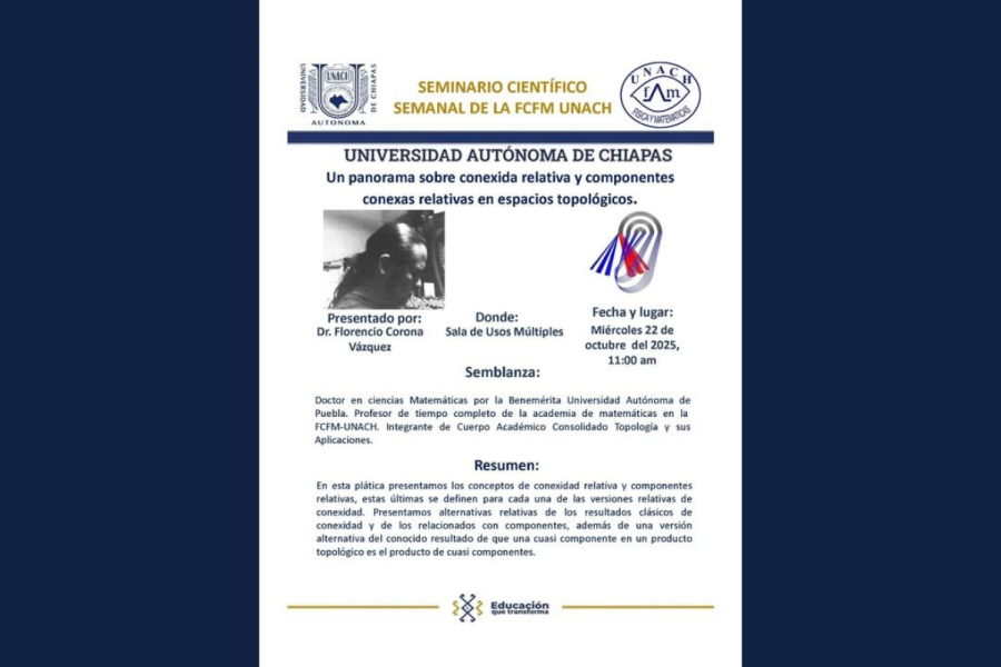Facultad de Ciencias en Física y Matemáticas fomenta la investigación de frontera con seminario sobre avances en topología matemática