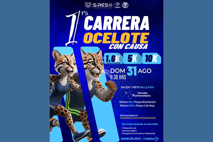 Se anuncia 1ª Carrera Ocelote con causa en la UNACH