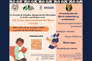 Lleva UNACH la XII Feria Internacional del Libro 2025 a Mezcalapa