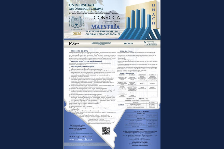 Abren convocatoria de admisión a la Maestría en Estudios sobre Diversidad Cultural y Espacios Sociales, programa consolidado en el SNP