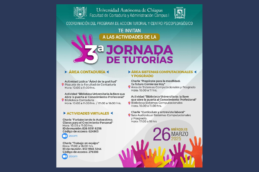 UNACH realizará 3ª Jornada de Tutorías para el desarrollo estudiantil
