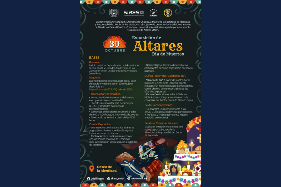 Celebrarán en UNACH Exposición de Altares 2025