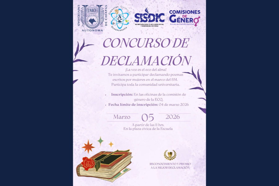 Escuela de Ciencias Químicas Ocozocoautla invita a concursos de declamación y canto en el marco del 8M