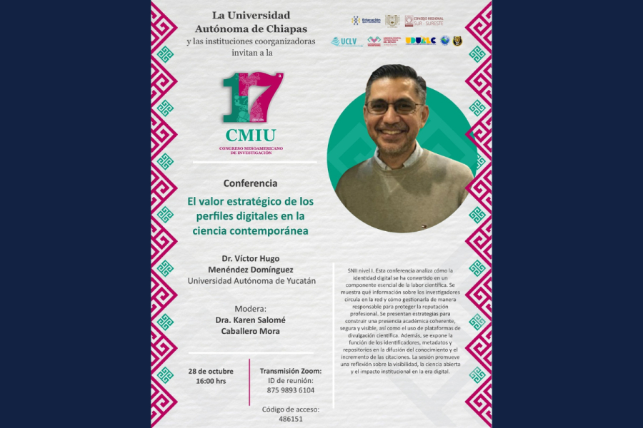 Impartirá académico de la UADY conferencia sobre gestión de identidad digital científica en el Congreso Mesoamericano