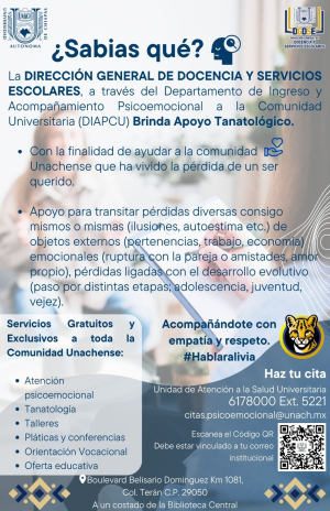 UNACH ofrece servicios de tanatología para acompañar en el proceso de duelo
