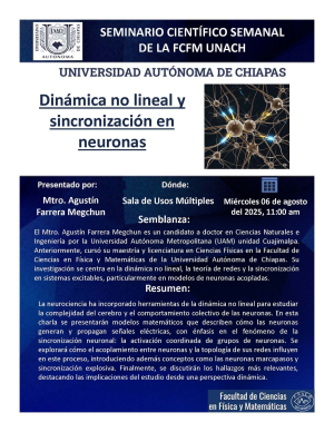 Facultad de Ciencias Físico Matemáticas de la UNACH organiza Seminario Científico sobre dinámica neuronal