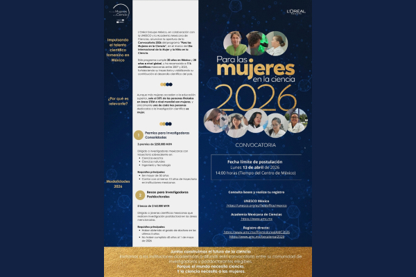 Lanzan convocatoria 2026 del programa "Para las Mujeres en la Ciencia" para impulsar el talento femenino