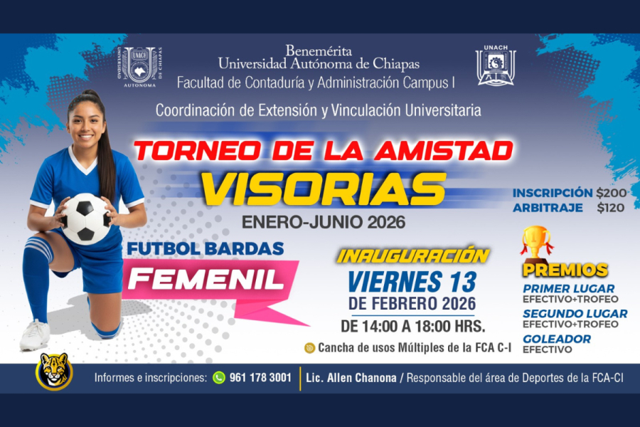Invitan a estudiantes al Torneo de la Amistad de Visorías de Fútbol Bardas Femenil en la FCA Campus I