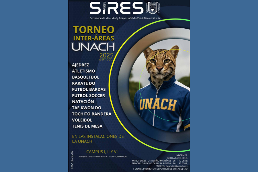 Convoca UNACH al Torneo Inter Áreas 2025