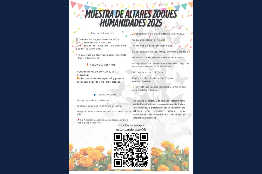 Muestra de Altares Zoques 2025 en turno vespertino de la Facultad de Humanidades