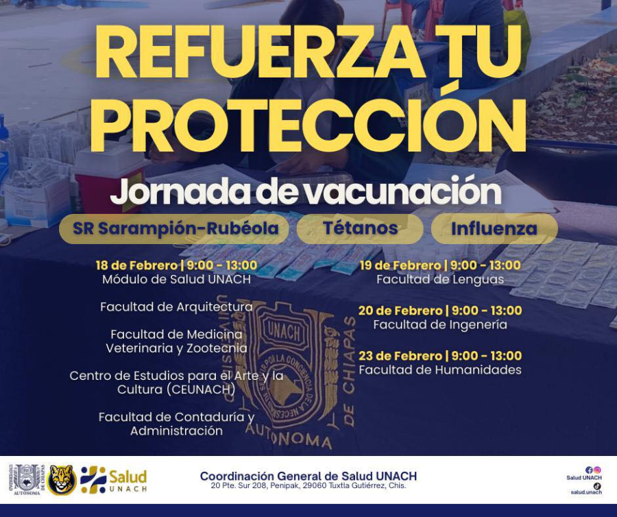 Refuerza UNACH la salud universitaria con Jornada de Vacunación