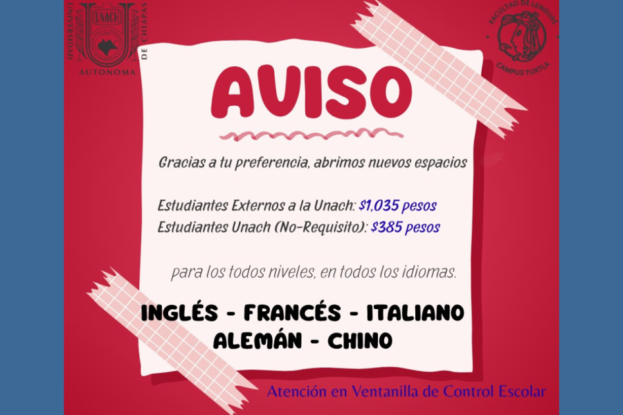 Abre UNACH nuevos espacios para Cursos de Idiomas en Tuxtla Gutiérrez