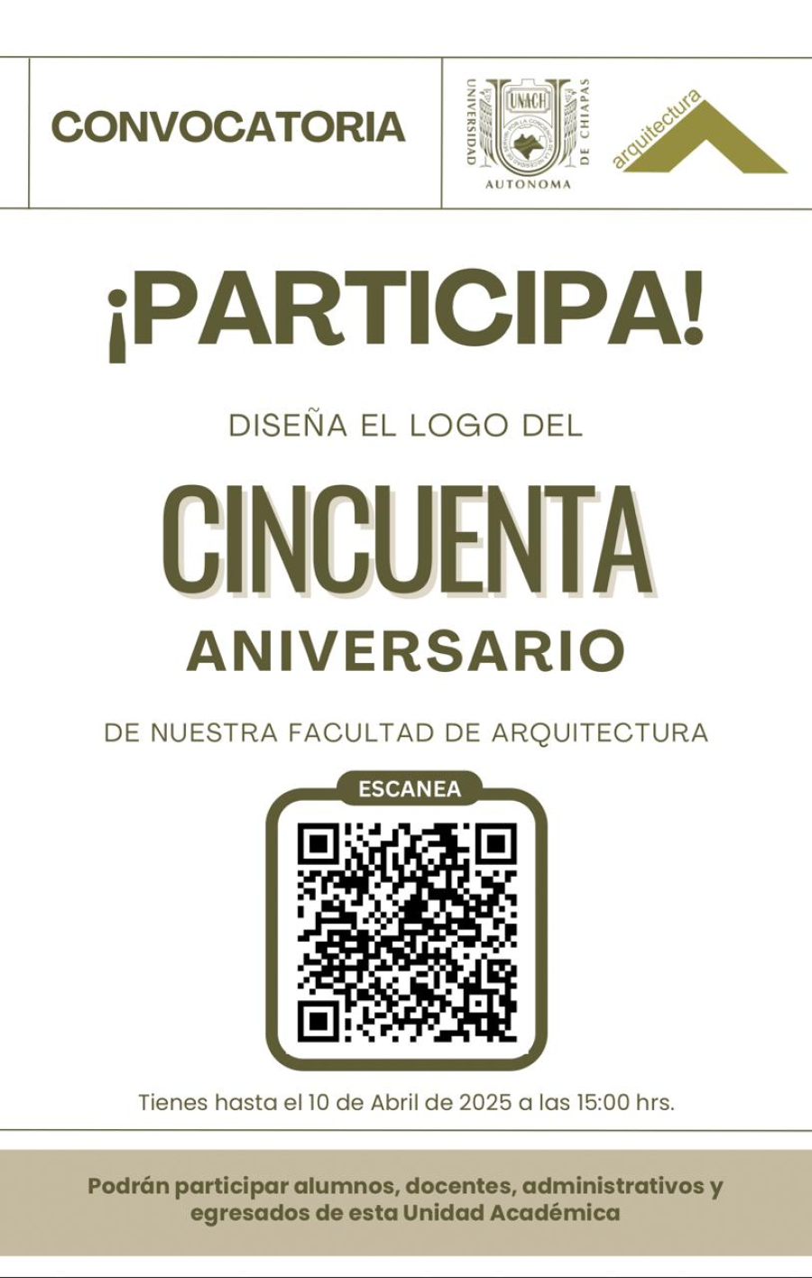 Diseña el logo del 50 aniversario de la Facultad de Arquitectura y deja huella en la historia
