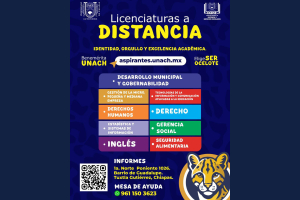 Convoca UNACH a ingresar a sus 9 programas de Licenciaturas a Distancia para el ciclo enero-junio 2026