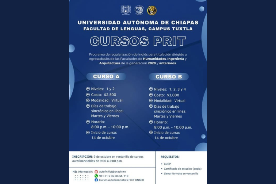 Ofrecen cursos de regularización de inglés para titulación a egresados de la UNACH