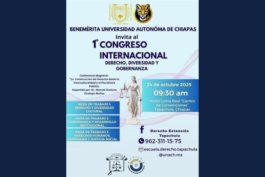 Diálogo académico en la UNACH C-IV con el 1er Congreso Internacional Derecho, Diversidad y Gobernanza