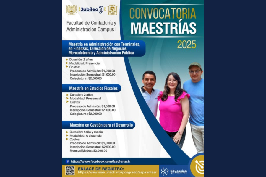 Abre FCA C-I convocatoria para posgrados 2025 con modalidad presencial y a distancia