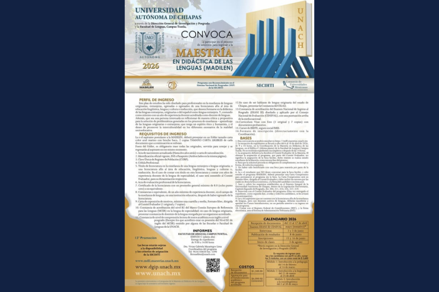 Convocan a la Maestría en Didáctica de las Lenguas, programa reconocido por el CONAHCYT