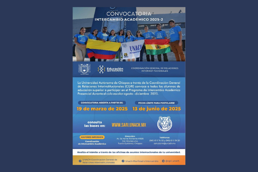 UNACH abre convocatoria de intercambio académico para el período agosto-diciembre 2025