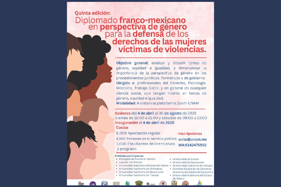 UNACH imparte diplomado franco-mexicano sobre defensa de mujeres víctimas de violencia con perspectiva de género