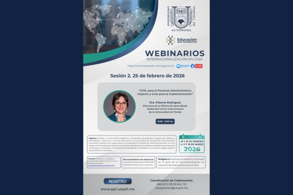 Invitan a segunda sesión de Webinarios de Internacionalización en Casa con especialista de la Universidad de Florida