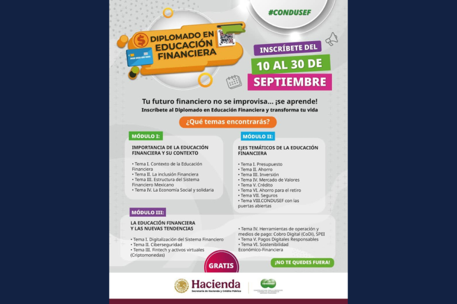 Abre CONDUSEF inscripciones para última generación 2025 del Diplomado en Educación Financiera