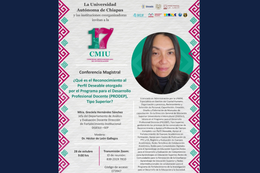 Darán Conferencia PRODEP Reconocimiento al Perfil Deseable en el Congreso Mesoamericano