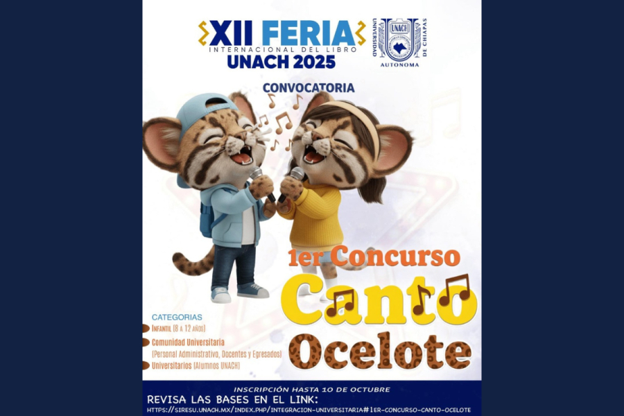 Lanza UNACH 1er Concurso de Canto Ocelote en el marco de la FILUNACH 2025