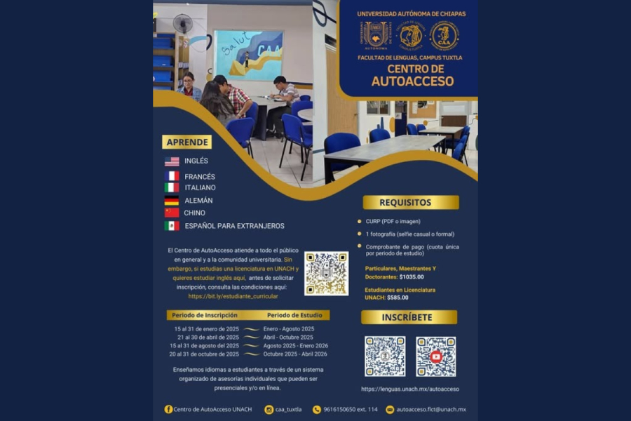 Ofrece UNACH programa de autoacceso para estudio de seis idiomas