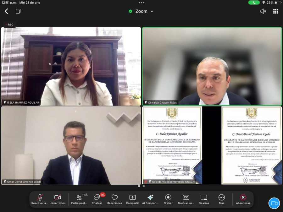 Nombra UNACH a Dos Nuevos Integrantes de su Junta de Gobierno