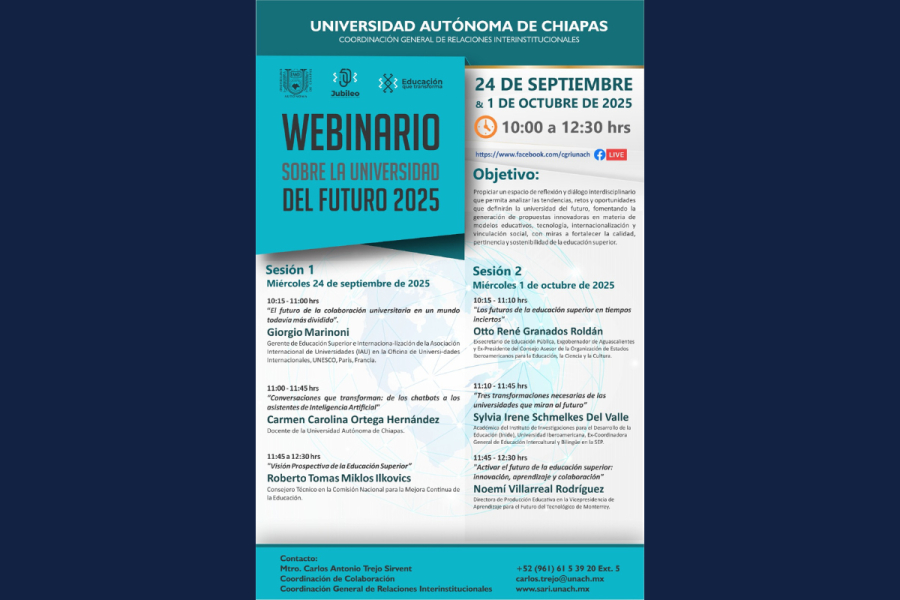 Abre UNACH espacio de reflexión con webinario La Universidad del Futuro 2025