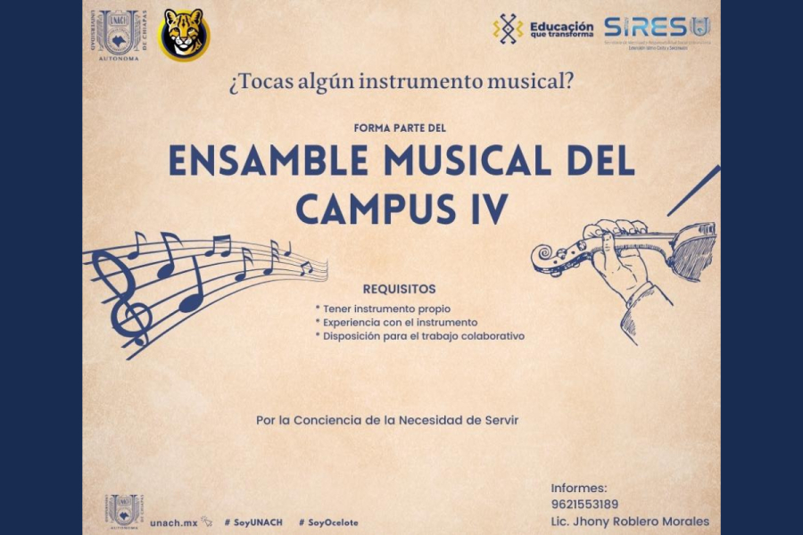 Convocan a integrarse al Ensamble Musical del Campus IV de la UNACH