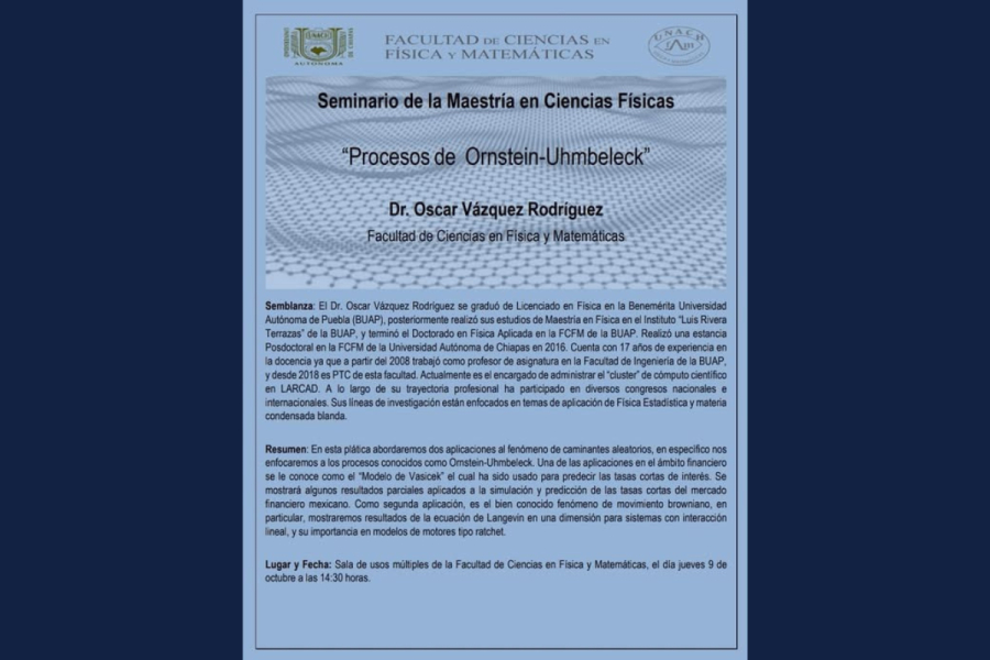 Facultad de Ciencias en Física y Matemáticas presenta Seminario sobre Procesos de Ornstein-Uhlenbeck